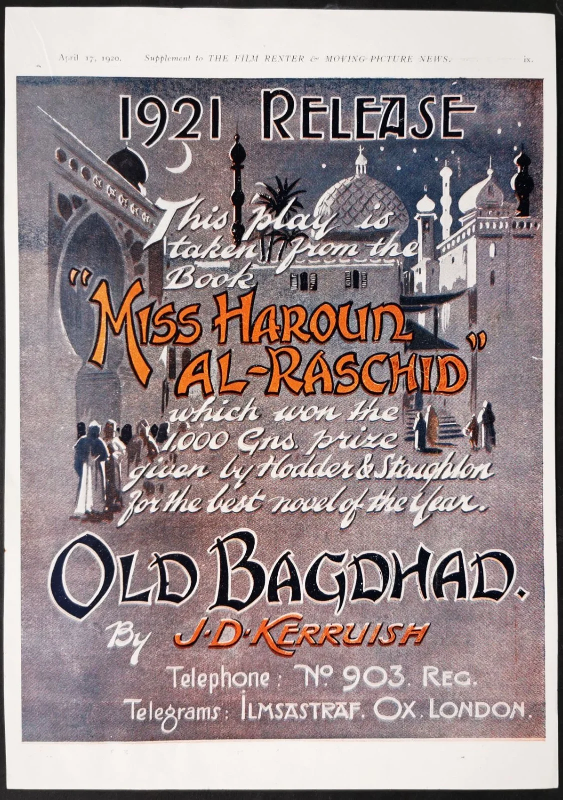 BACHELOR HUSBAND 1920 Lyn Harding, Renee Mayer, Hayford Hobbs TRADE ADVERT, image 2
