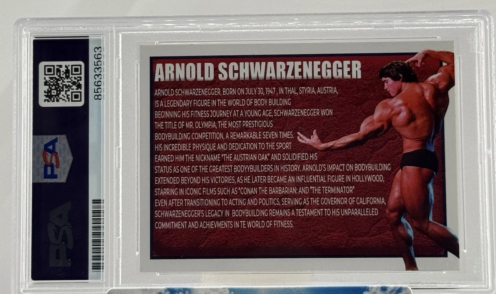 Arnold Schwarzenegger — Arnold Schwarzenegger Signed Custom Cut Card Olympia PSA/DNA AUTOGRAPH AUTHENTIC, image 2