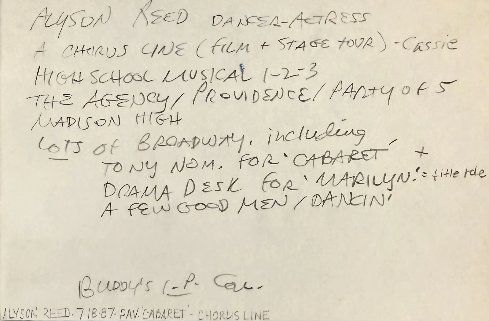 Alyson Reed — ALYSON REED Signed Autographed 4x6 INDEX CARD High School Musical A Chorus Line, изображение 2