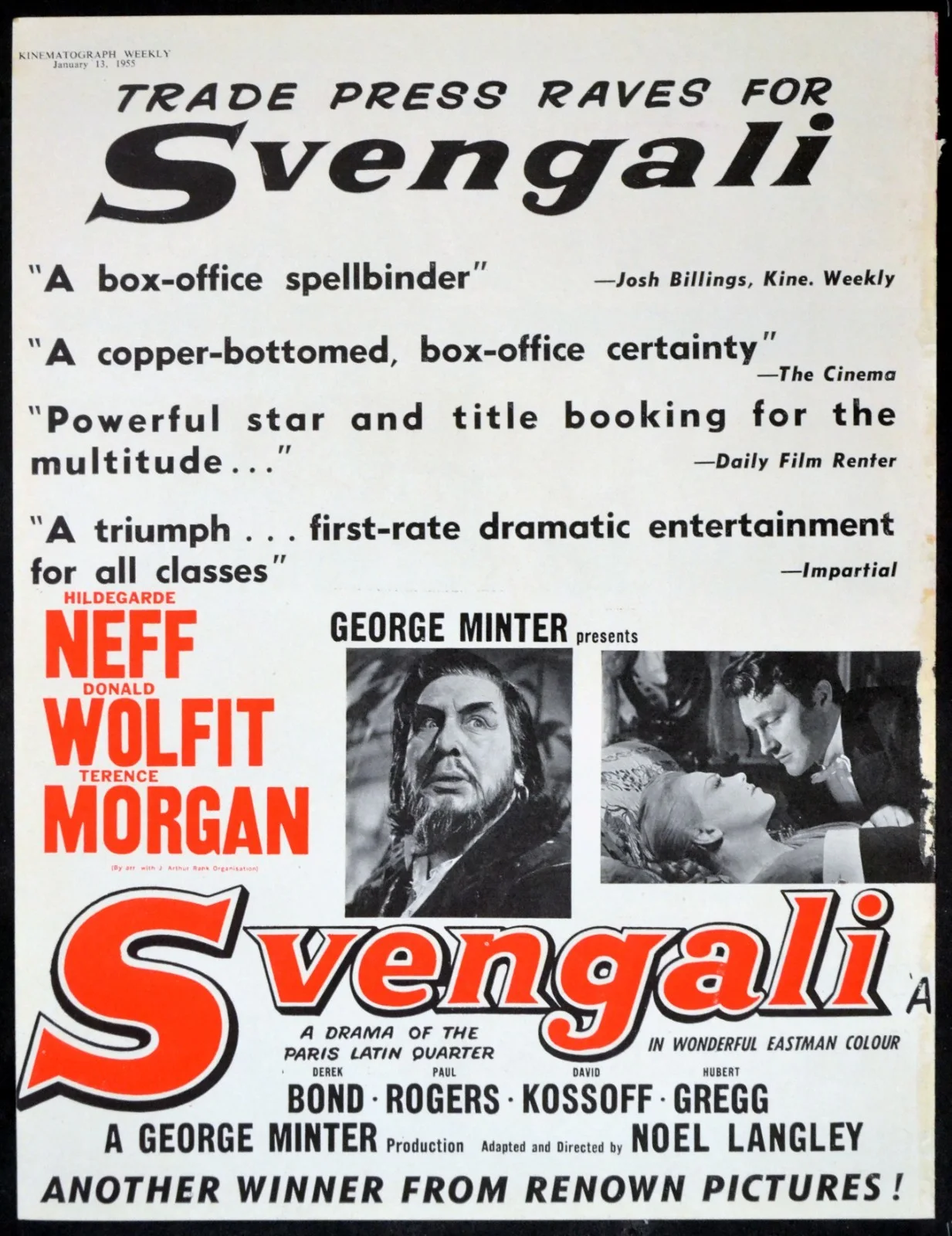 LONG JOHN SILVER 1954 Robert Newton, Connie Gilchrist Lloyd Berrell TRADE ADVERT, image 2