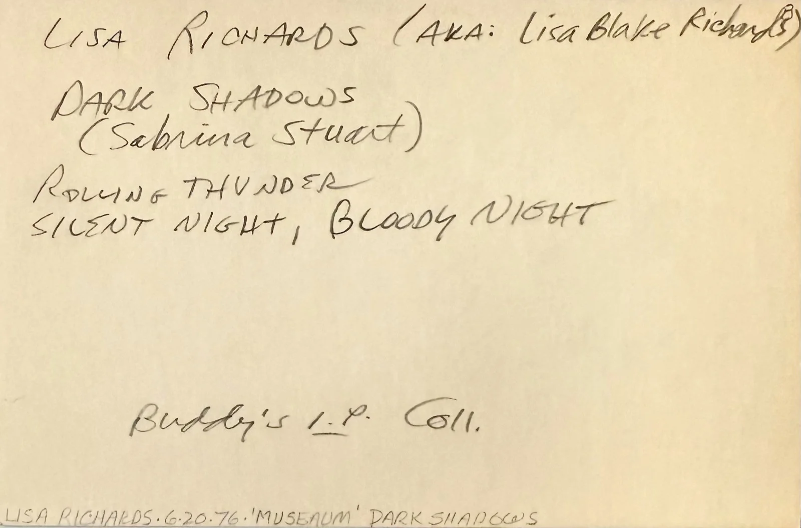 Lisa Richards — LISA RICHARDS Autograph Signed 4"x 6" INDEX CARD Mr. Mom House of Dark Shadows, изображение 4