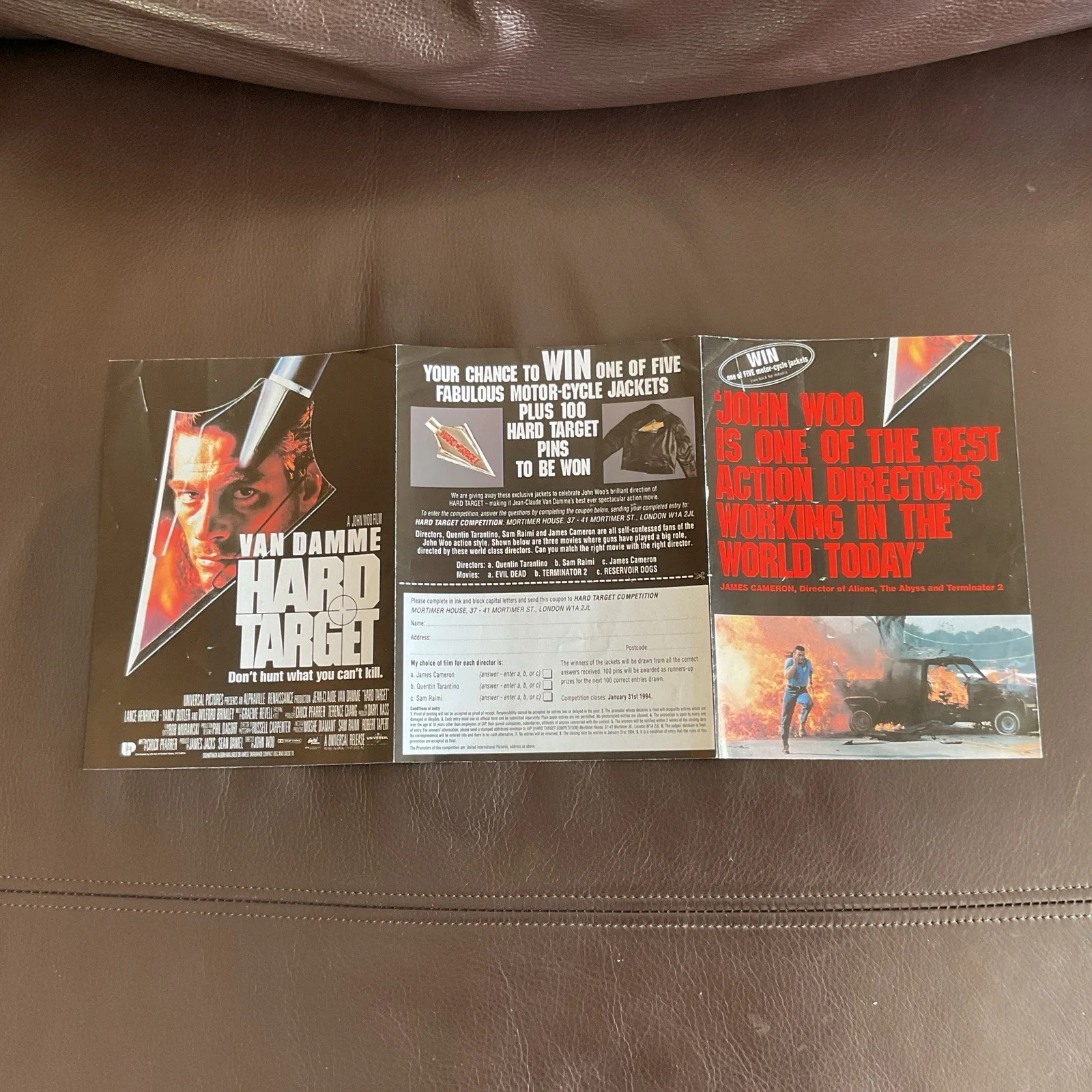 Jean Claude Van Damme in Hard Target Film Movie Cinema Promotional Flyer Leaflet, изображение 4
