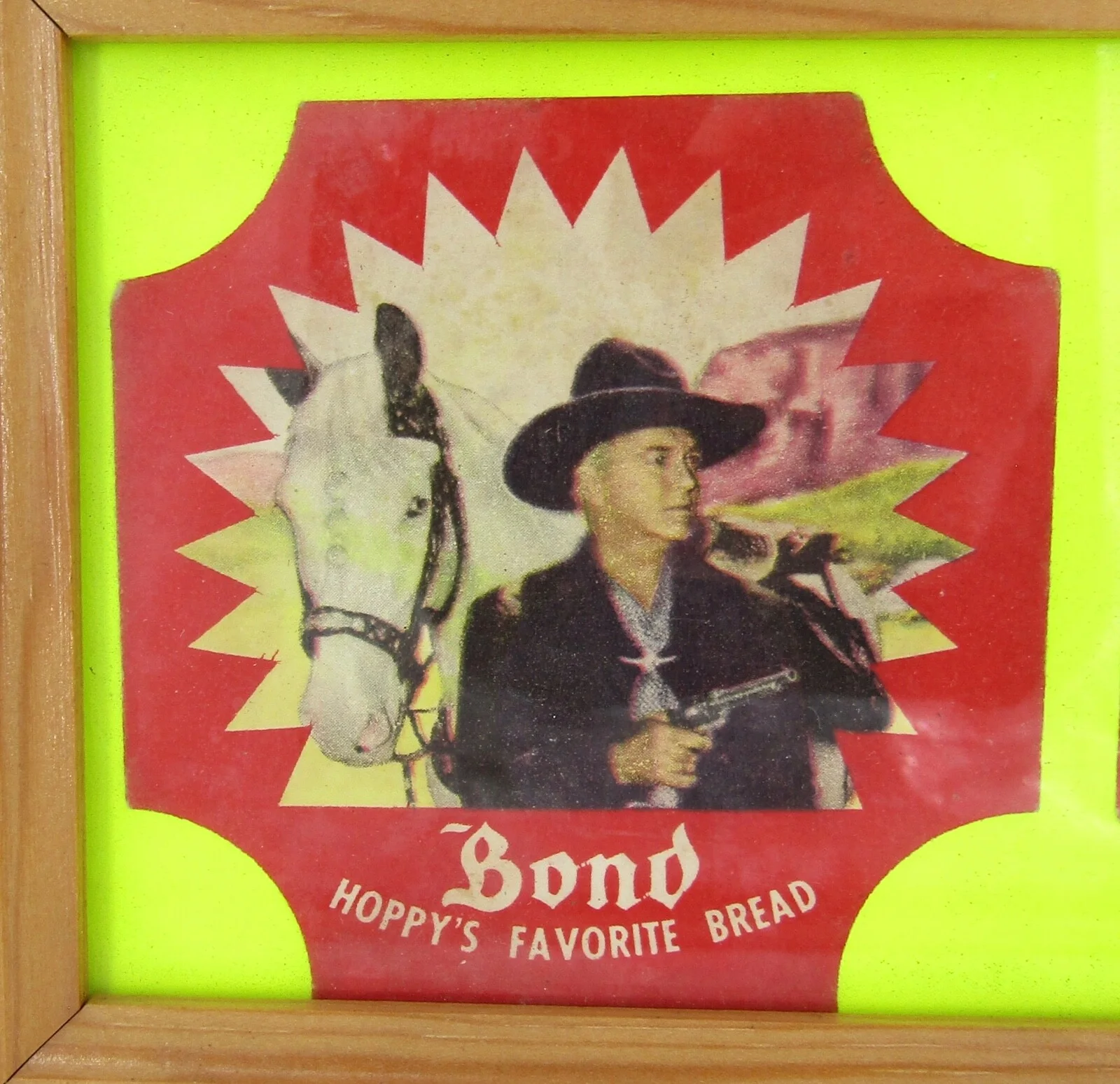 HOPALONG CASSIDY Cowboy Western 1950's - Bond Bread Advertising Labels Framed, image 2