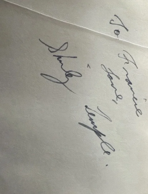 Shirley Temple, Johnny Morris — SHIRLEY TEMPLE & JOHNNY MORRIS Dual Signed Vintage Album Page 1940s Inscribed, изображение 3
