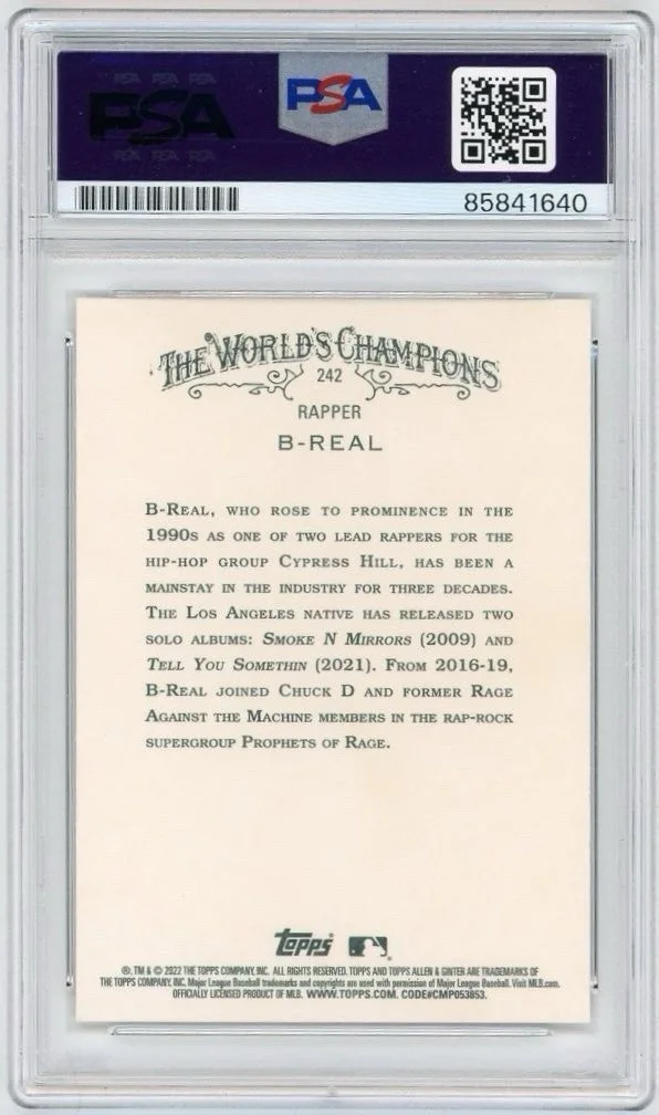 B-Real Signed 2022 Topps Allen & Ginter Trading Card #242 *Cypress Hill* PSA, image 2