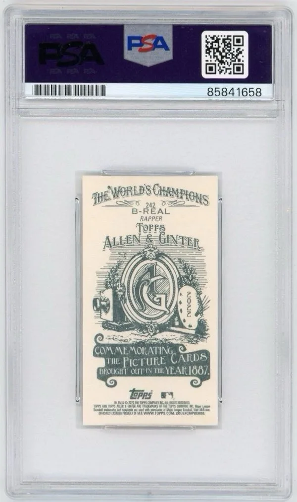 B-Real Signed 2022 Topps Allen & Ginter Mini Trading Card #242 *Cypress Hill PSA, image 2