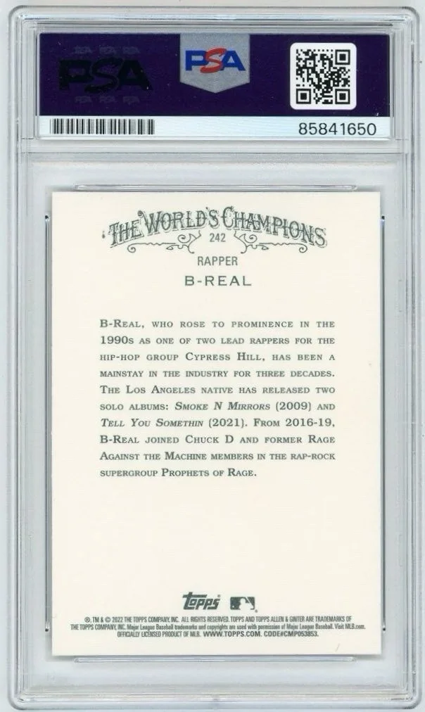 B-Real Signed Black 2022 Topps Allen & Ginter X Trading Card #242 PSA, image 2