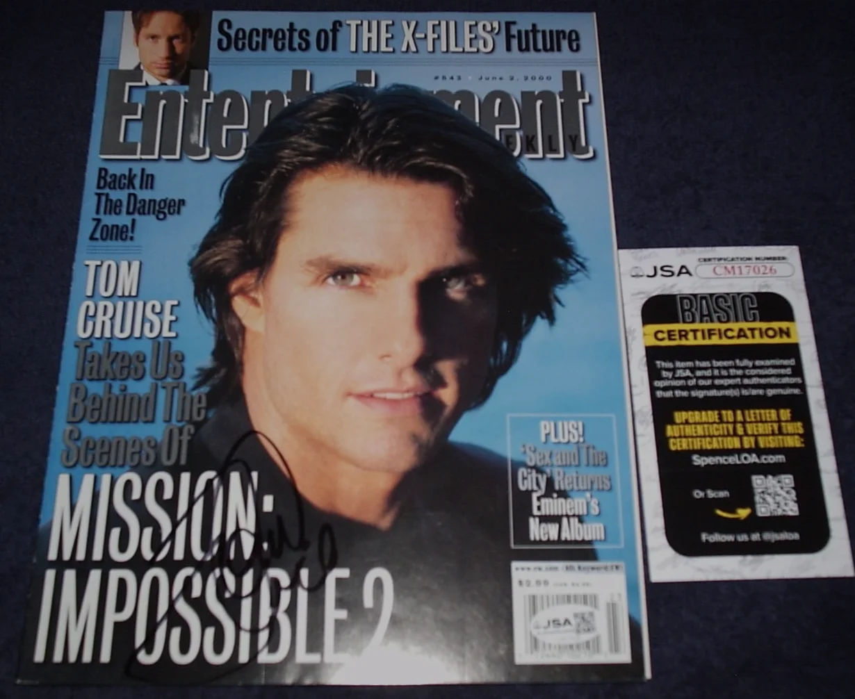 TOM CRUISE — TOM CRUISE SIGNED ENTERTAINMENT MAGAZINE COVER JUNE 2000 XRARE! M.I.2 PROOF JSA!