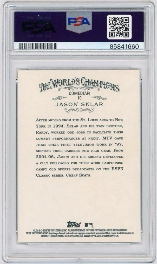 Jason Sklar — Jason Sklar Signed Black 2016 Topps Allen & Ginter X Trading Card #10 PSA, image 2