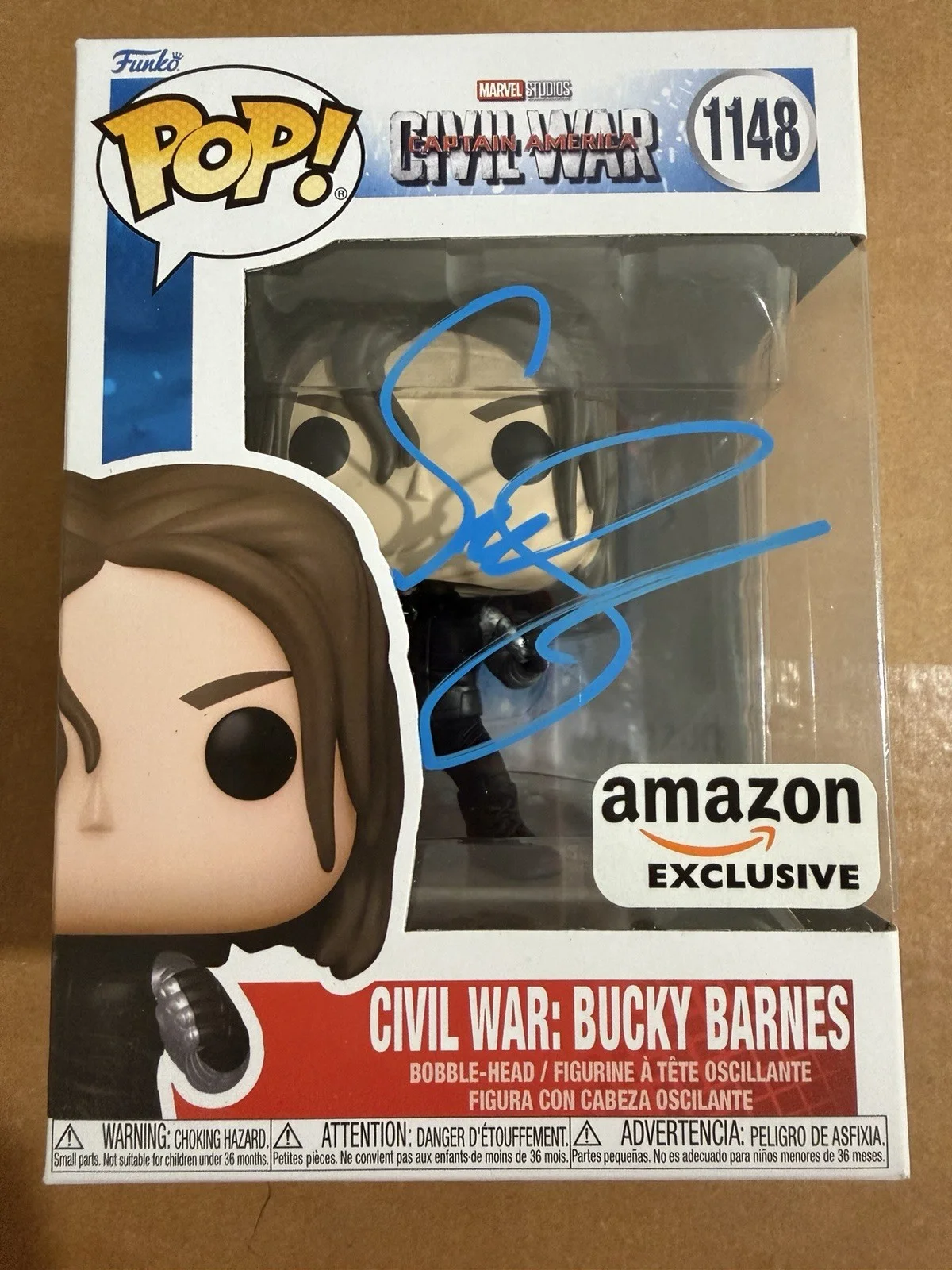 Sebastian Stan Signed Bucky Barnes Winter Solider Funko Autograph Proof PSA COA, image 4