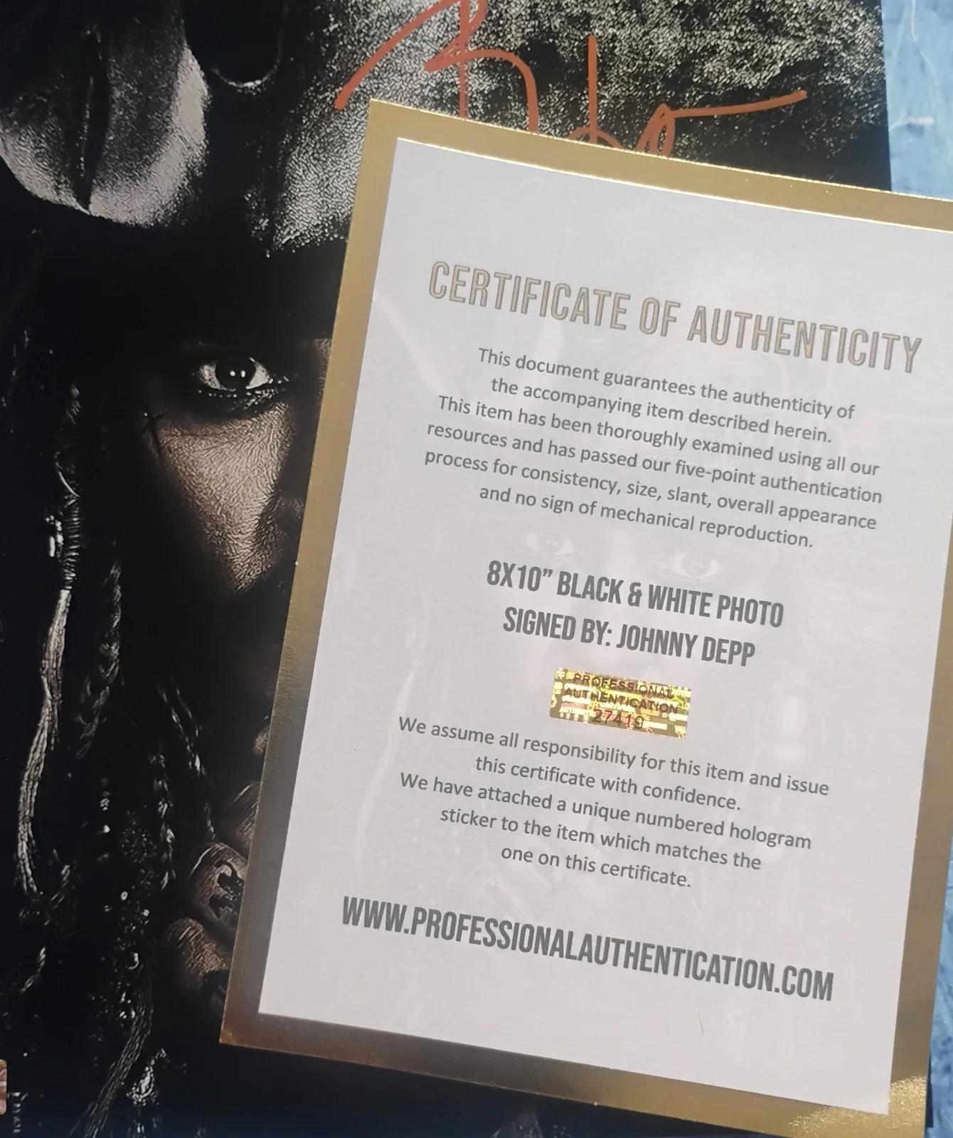 Johnny Depp Hand Signed 8x10 Photo COA Jack Sparrow NO US TARIFFS, image 4