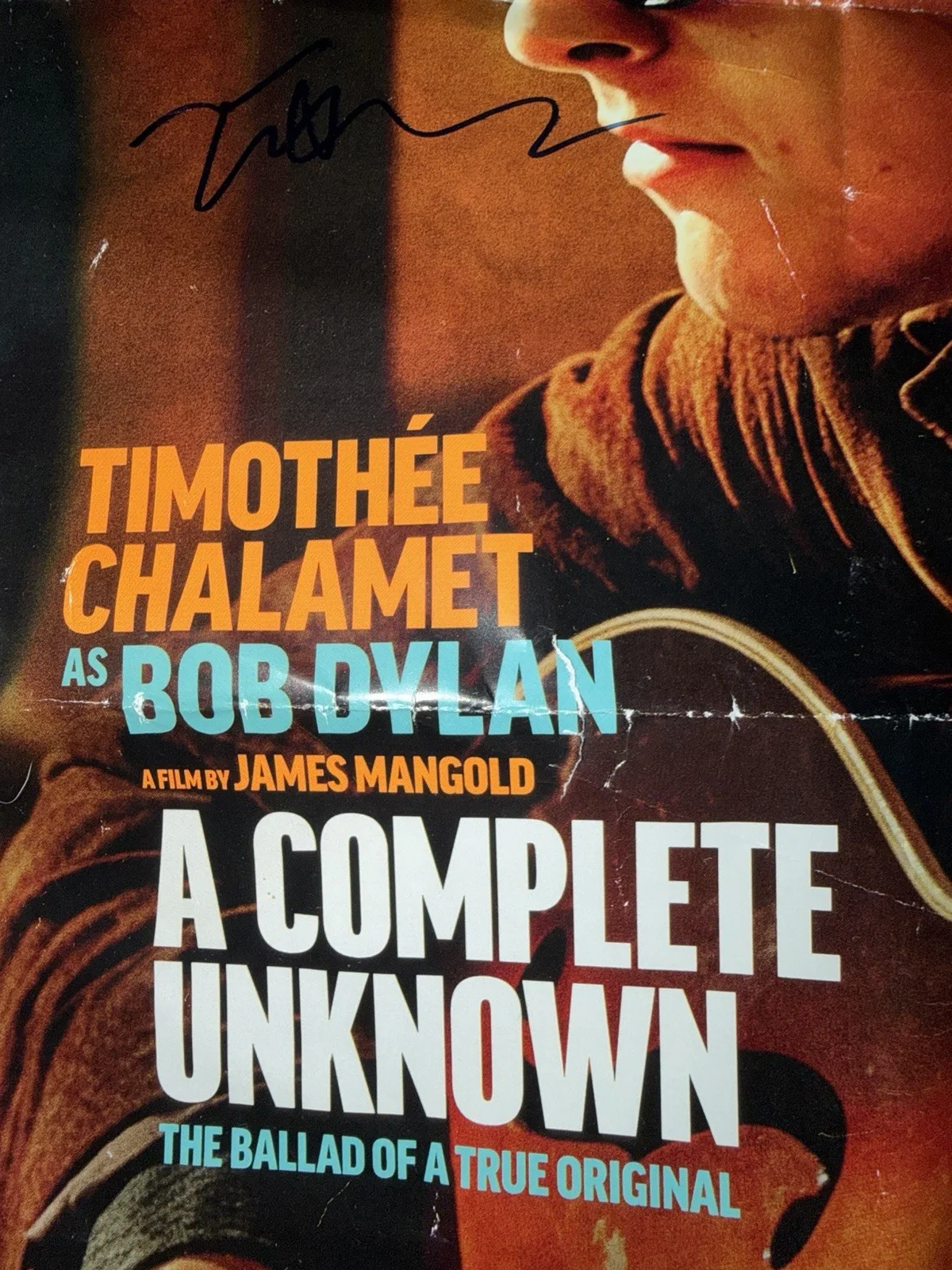 Signed Timothee Chalamet Poster Bob Dylan Biopic Autographed A Complete Unknown, image 2
