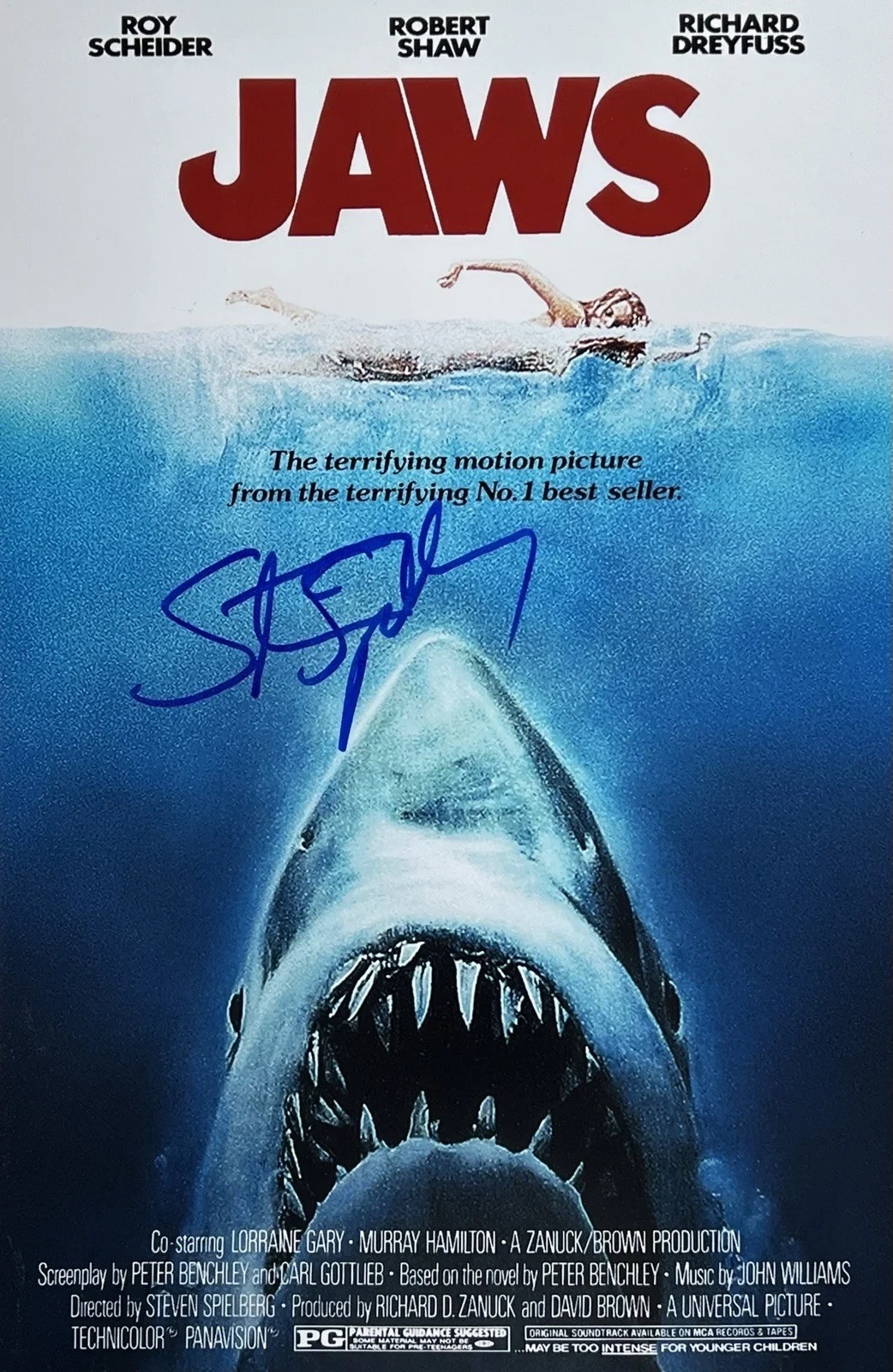 Steven Spielberg — Steven Spielberg Signed Autographed Jaws Movie 12x18 Poster Photo Proof K9 SWAU