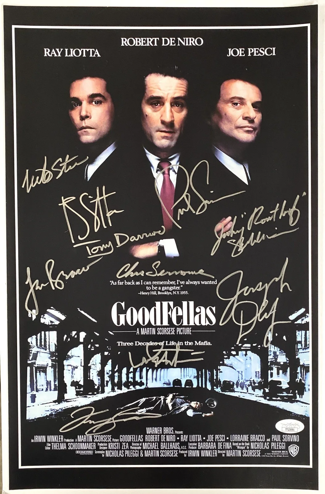 GOODFELLAS CAST — GOODFELLAS MOVIE CAST 8.5X11 SIGNED PHOTO AUTOGRAPH POSTER ALL SIGNATURES