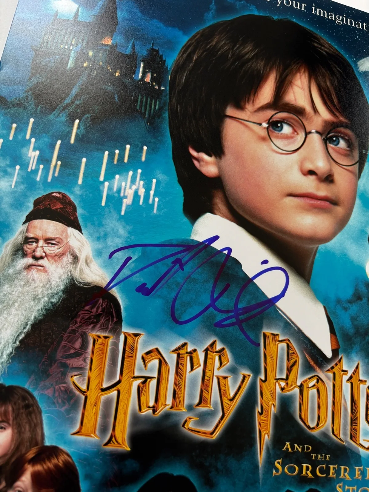 DANIEL RADCLIFFE SIGNED HARRY POTTER SORCERER STONE 12x18 MOVIE POSTER PHOTO BAS, изображение 2