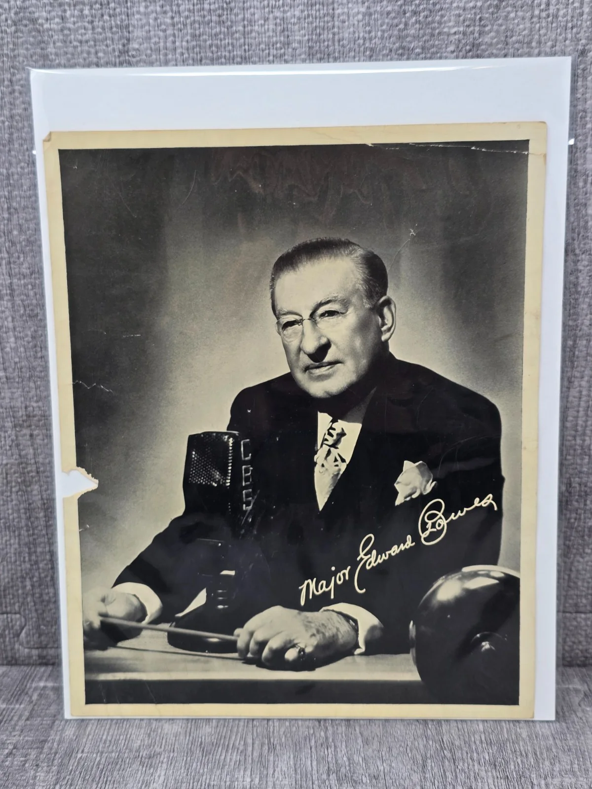 Major Edward Bowes — Major Edward Bowes Signed 8x10 with Inscription to Chrysler Employees, image 2