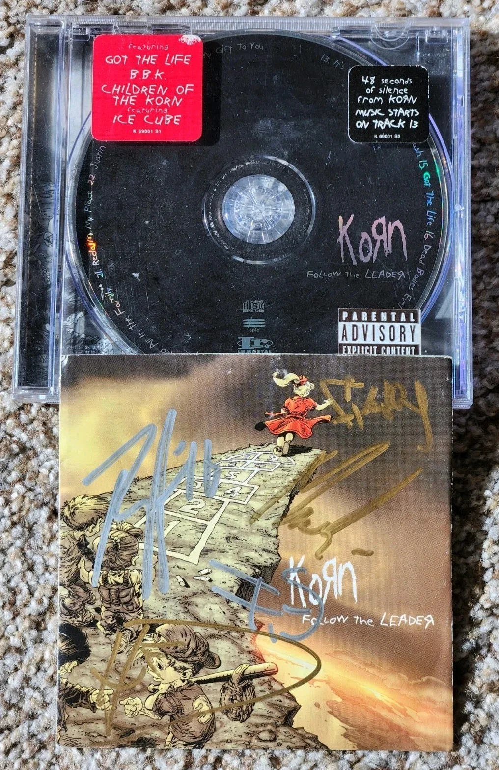 Signed Korn CD Follow The Leader Full Band Autographed Album Nu Metal Legends, изображение 2