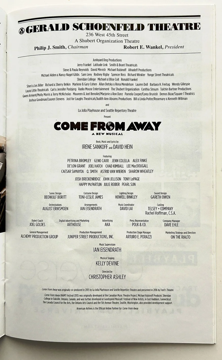 Cast — "Come From Away" Full Cast Signed Broadway Playbill 2017, image 5