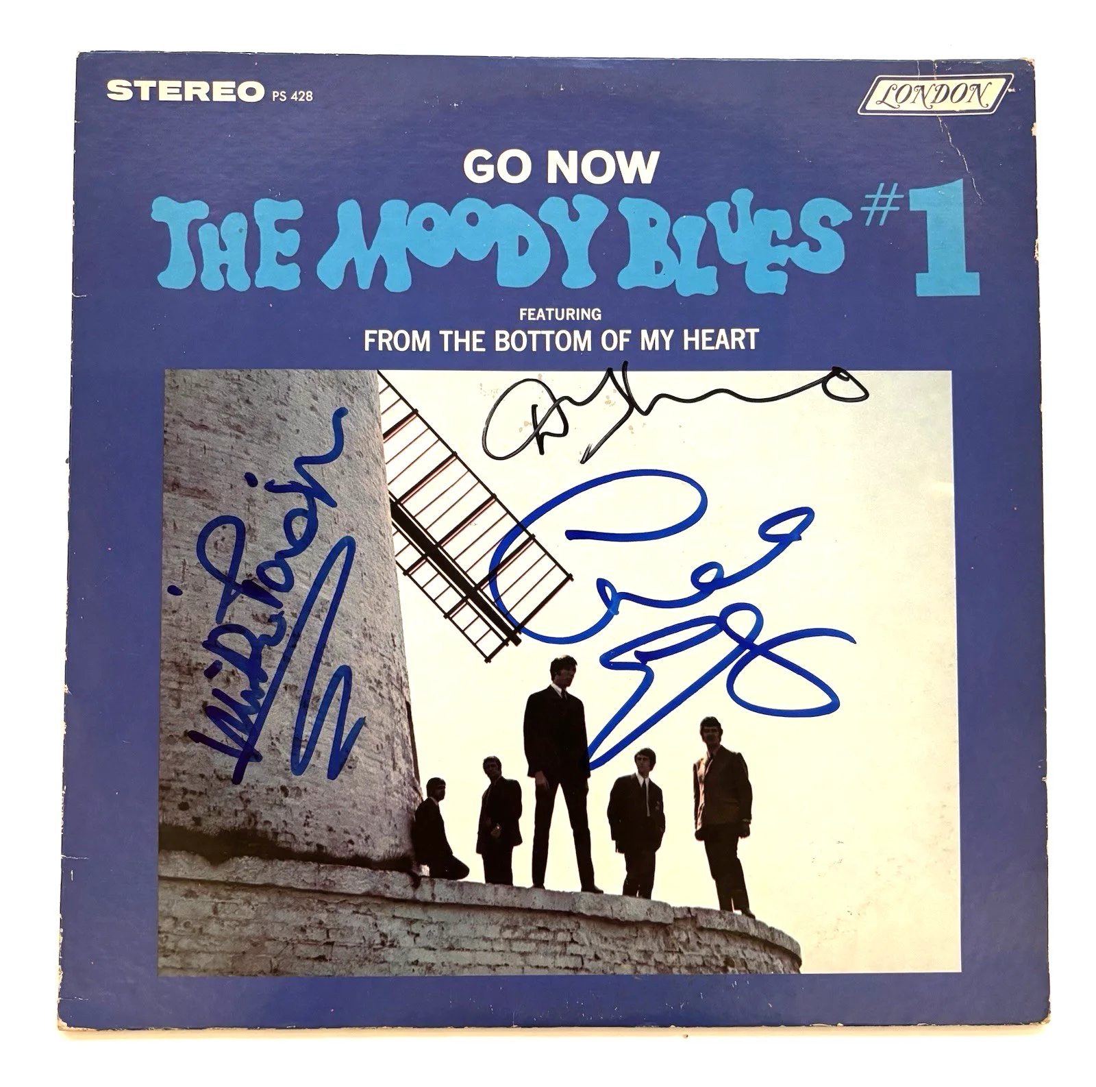 MOODY BLUES Signed GO NOW Vinyl Record JSA COA x3 PINDER Edge DENNY LAINE Wings, изображение 2