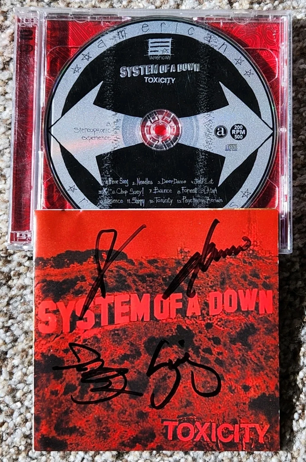 Signed System Of A Down Autographed Toxicity Album Alternate Red Cover All 4, image 2