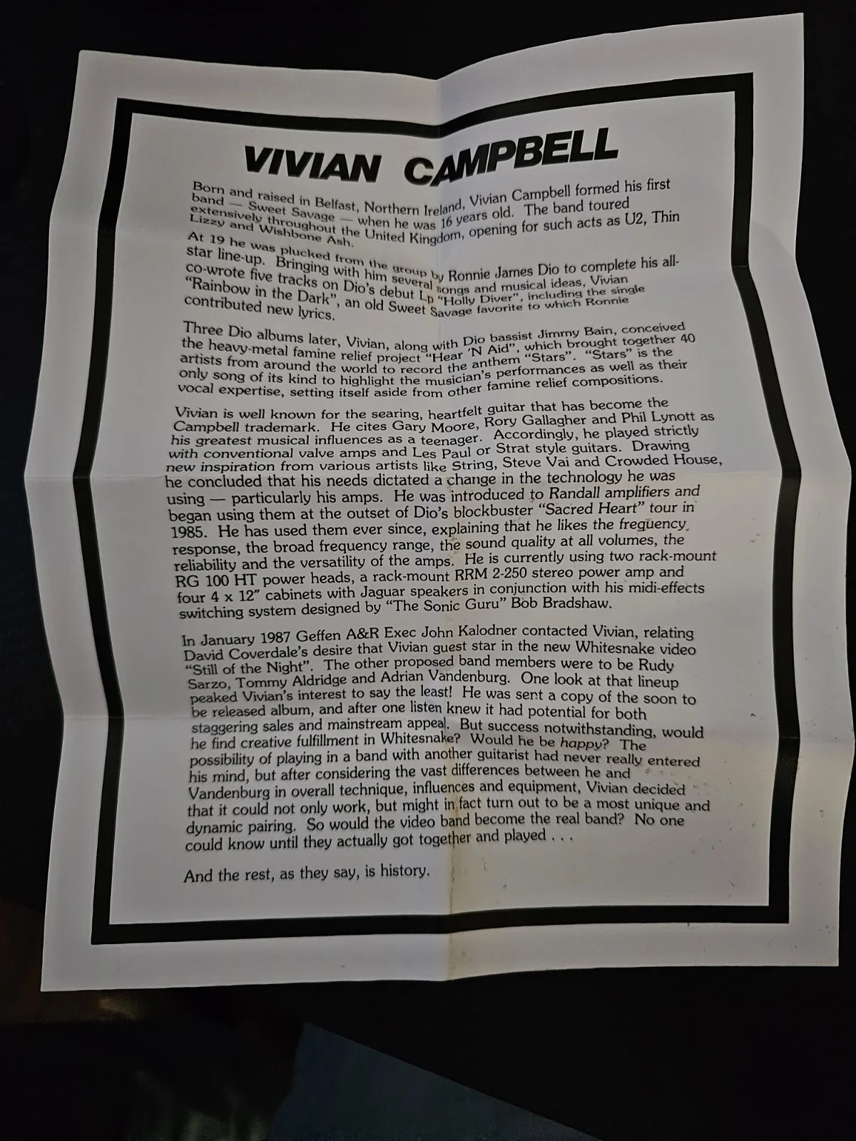 Vivian Campbell Autograph, image 2
