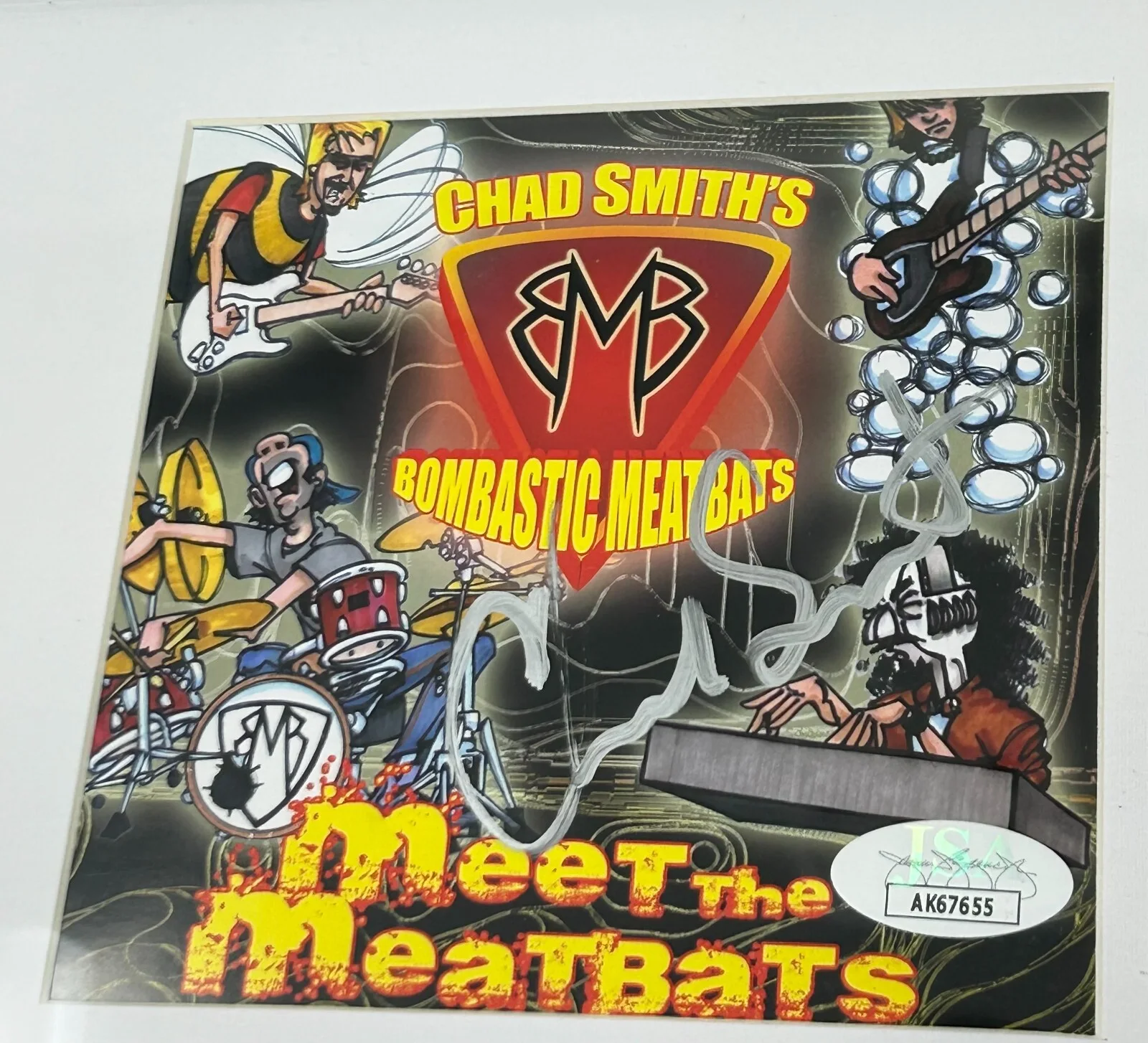 Chad Smith signed Meet The Meatbats Framed CD Cover JSA COA, image 2