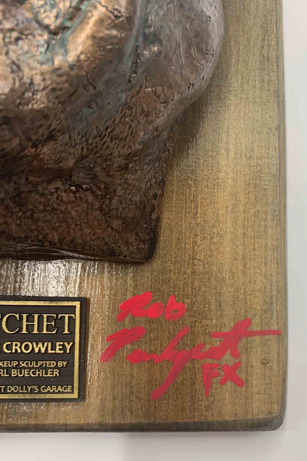 Robert Pendergraft — Original Victor Crowley Makeup Signed Plaque From First Hatchet Movie, image 2