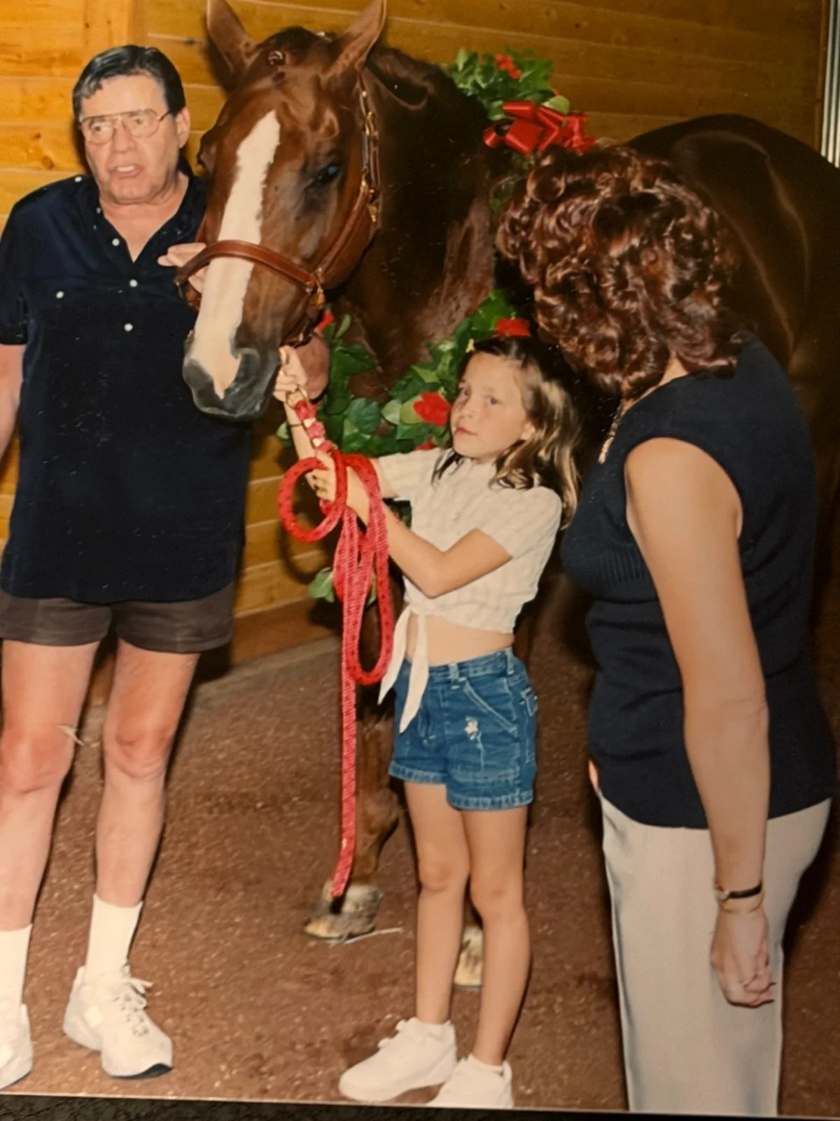 2 Vintage JERRY LEWIS Photos HORSE Family Sandee Pitnick Danielle Sarah 4x6", image 3