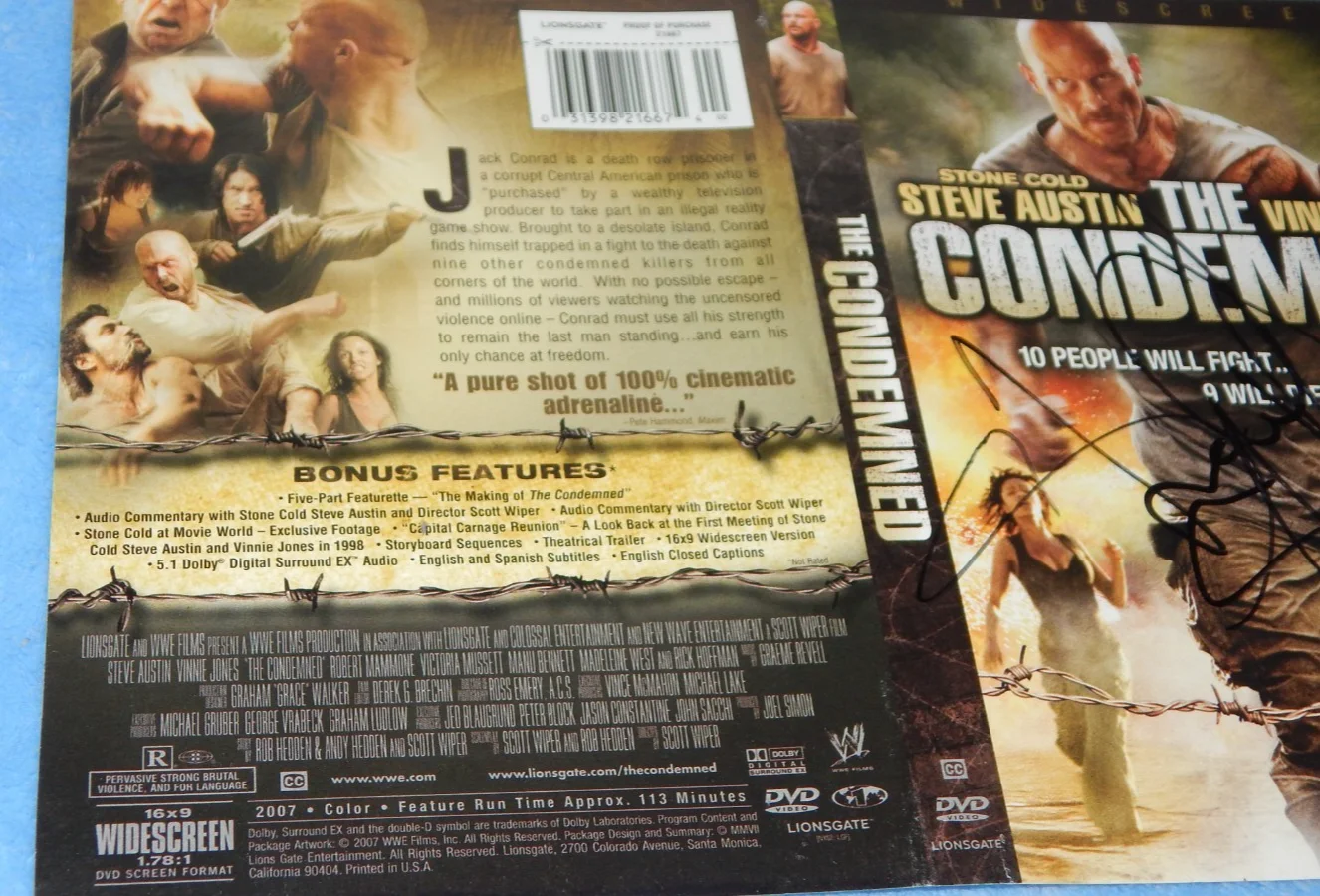 Steve Austin — STEVE AUSTIN Signed Autographed THE CONDEMNED Movie DVD Cover Beckett COA, изображение 5