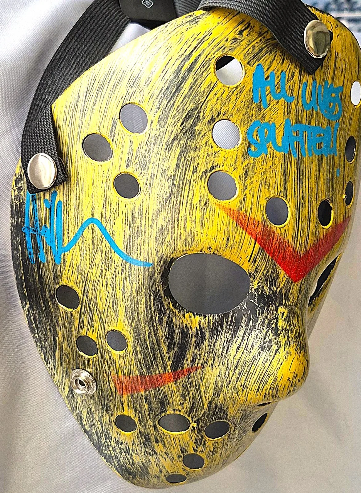 Ari Lehman Friday The 13th "Jason 1" Signed Golden Jason Mask with C.O.A., image 2