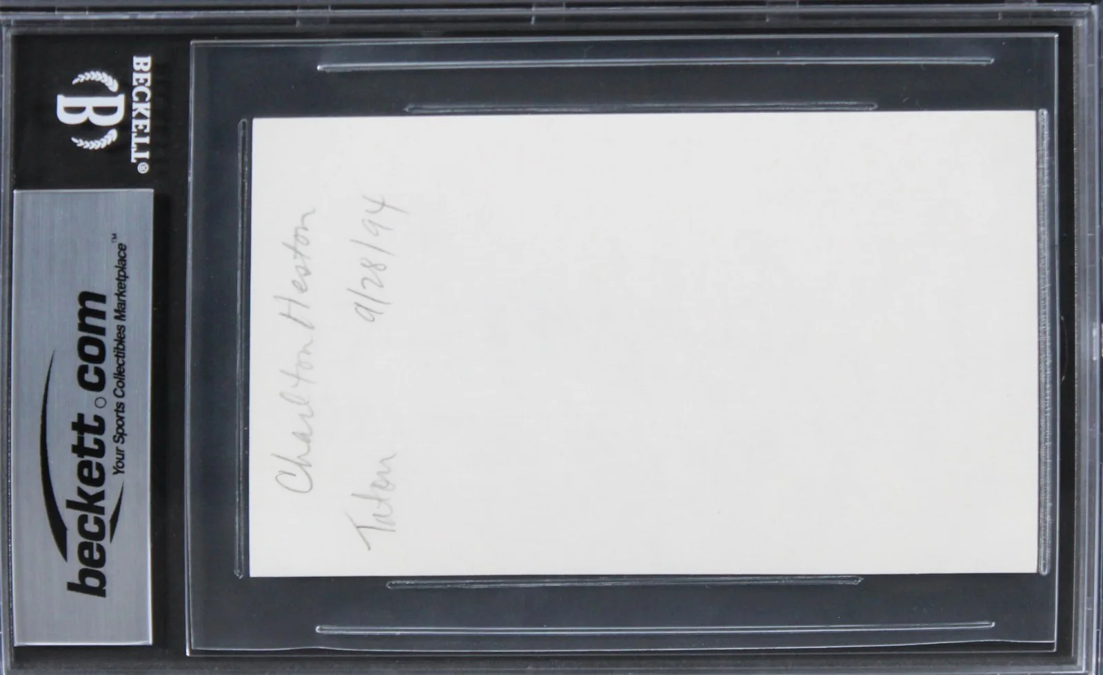 Charlton Heston — Charlton Heston Ben-Hur Authentic Signed 3x5 Index Card BAS Slabbed 5, image 5
