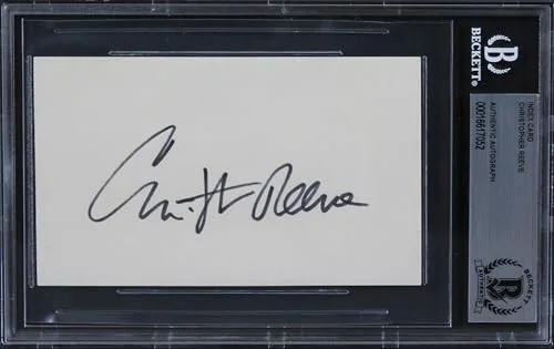 Christopher Reeve — Christopher Reeve Superman Authentic Signed 3x5 Index Card BAS Slabbed 1, image 3