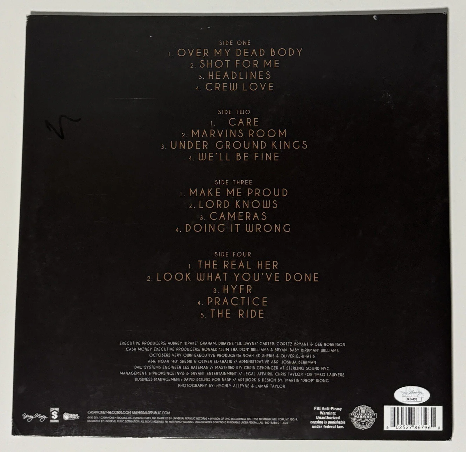 DRAKE SIGNED TAKE CARE VINYL RECORD ALBUM LP + JSA LOA, изображение 3