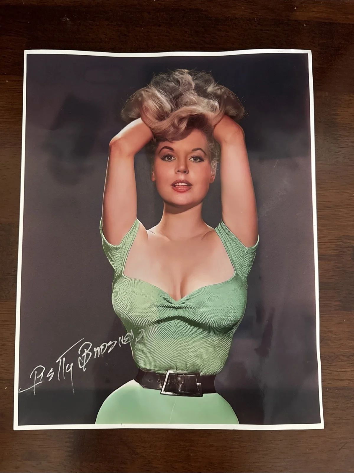 Betty Brosmer — Betty Brosmer Hand Signed 11x14 VTG 1950’s Busty Pin-Up Photo Autograph READ, изображение 2