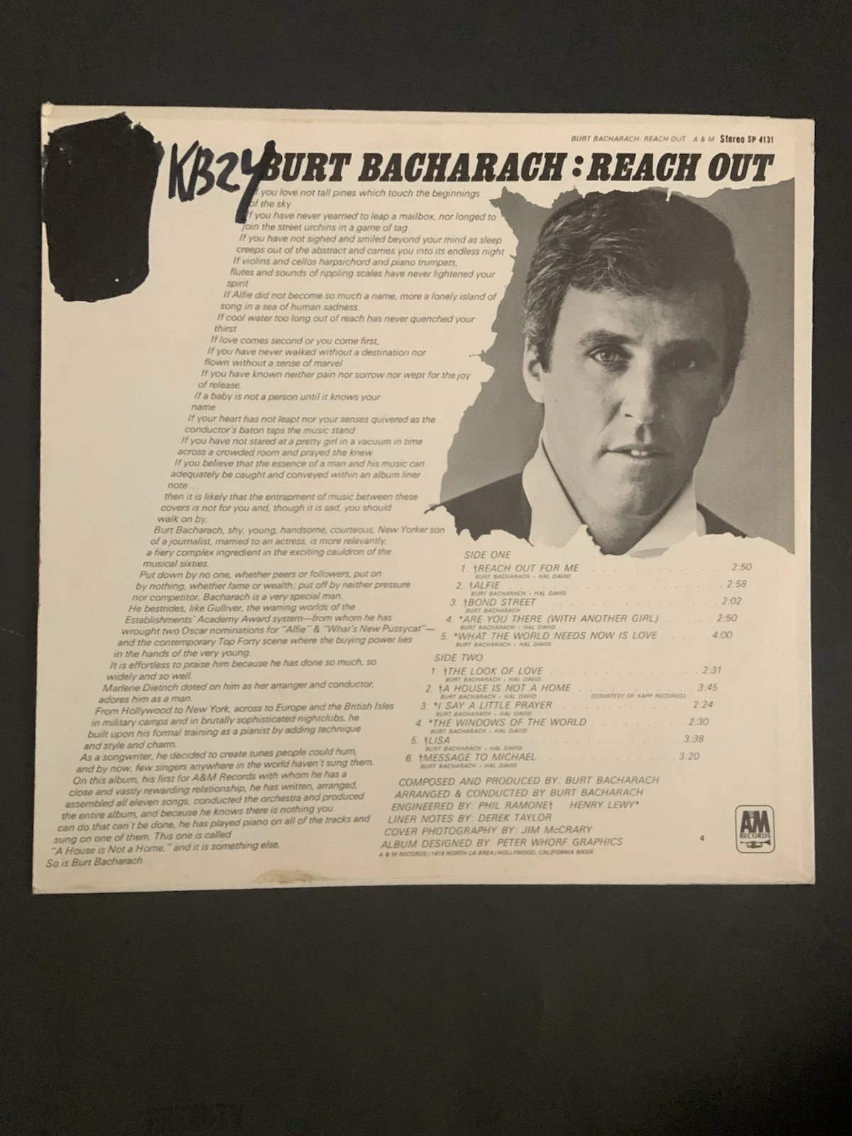 Burt Bacharach Reach Out signed album, image 2