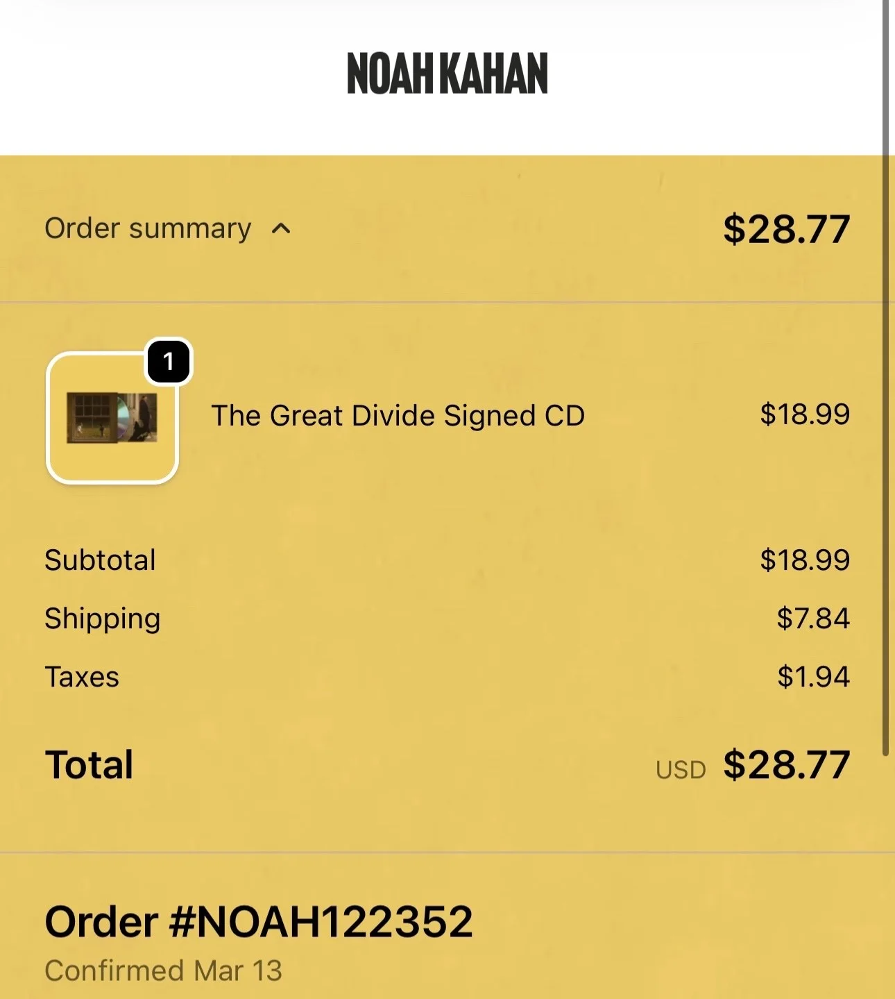 SIGNED Noah Kahan The Great Divide CD Autographed Insert BRAND NEW, image 2