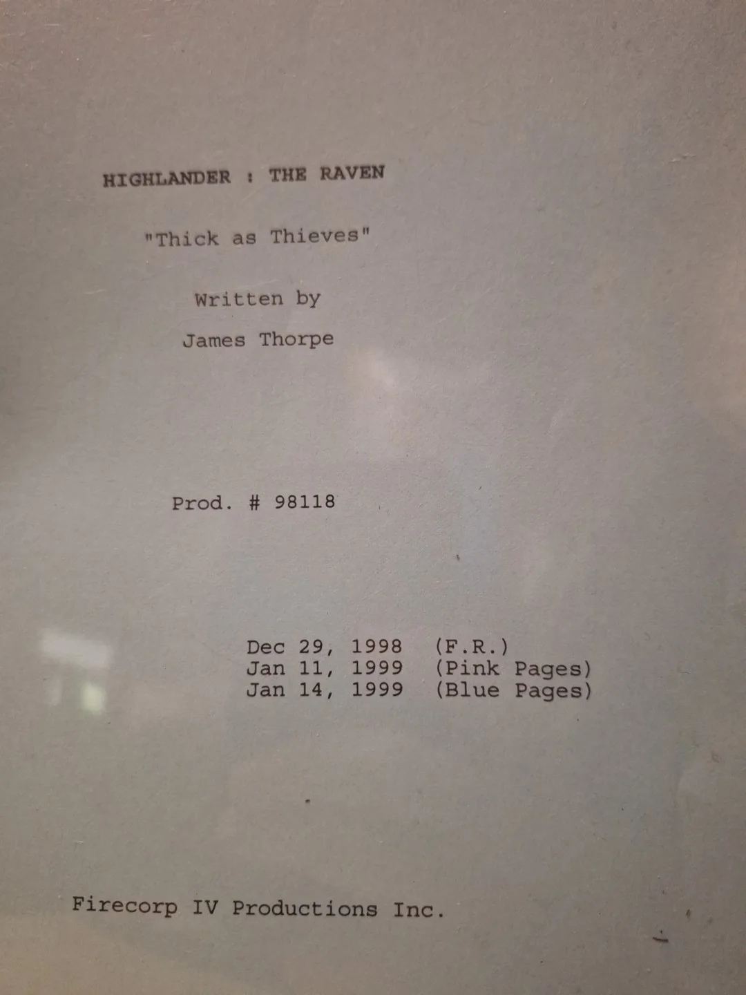 cast — Highlander: The Raven TV Series Paul, Gracon, Johansson, Cavanah Signed Script, изображение 5