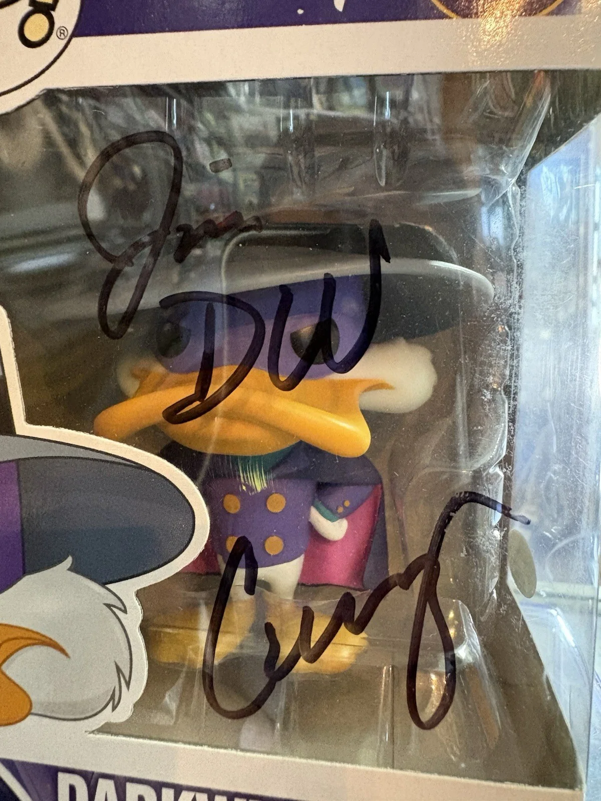 JIM CUMMINGS SIGNED DARKWING DUCK FUNKO POP 296 DISNEY VAULTED AUTOGRAPH BAS 025, image 2
