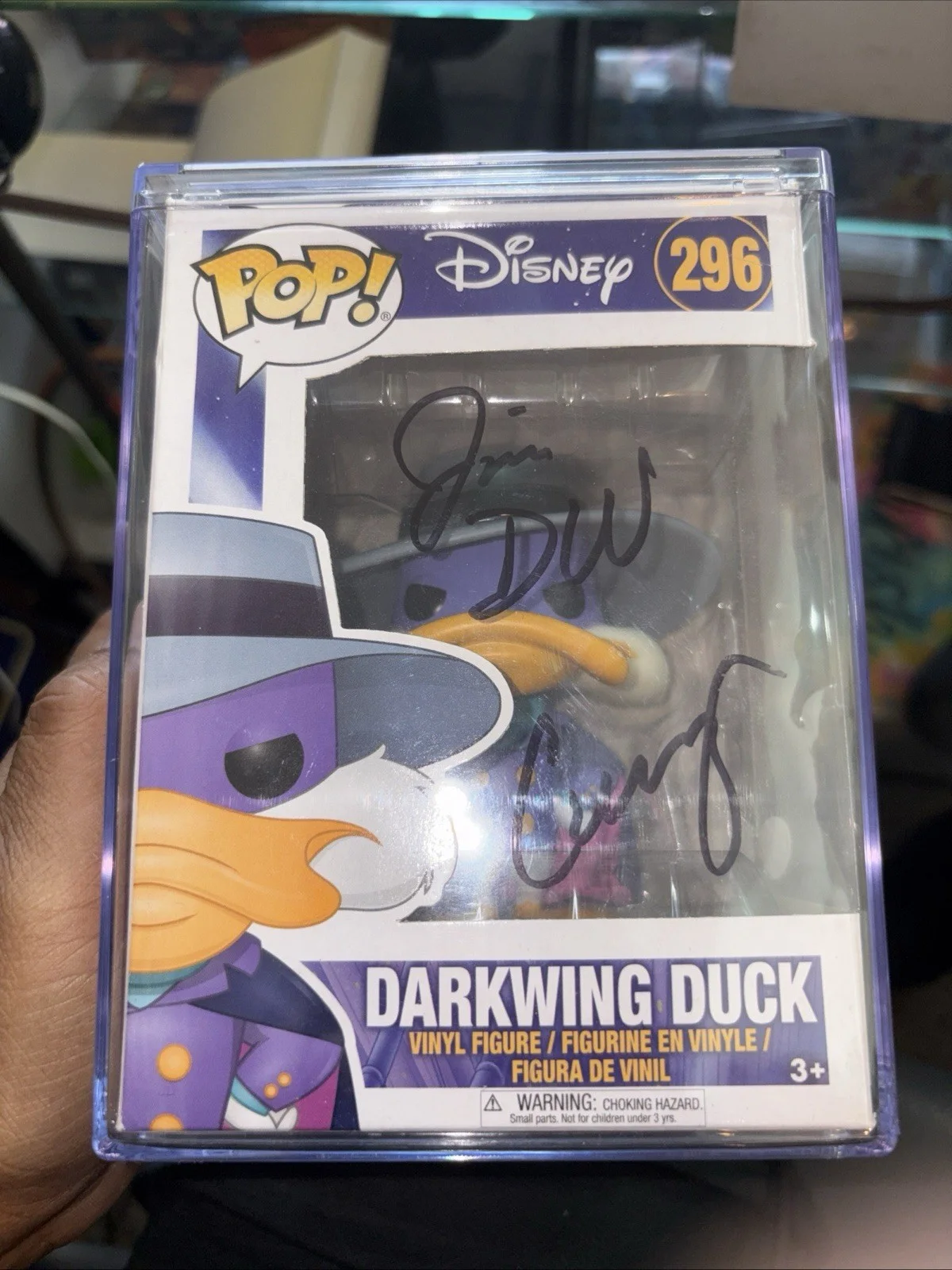 JIM CUMMINGS SIGNED DARKWING DUCK FUNKO POP 296 DISNEY VAULTED AUTOGRAPH BAS 025, image 5