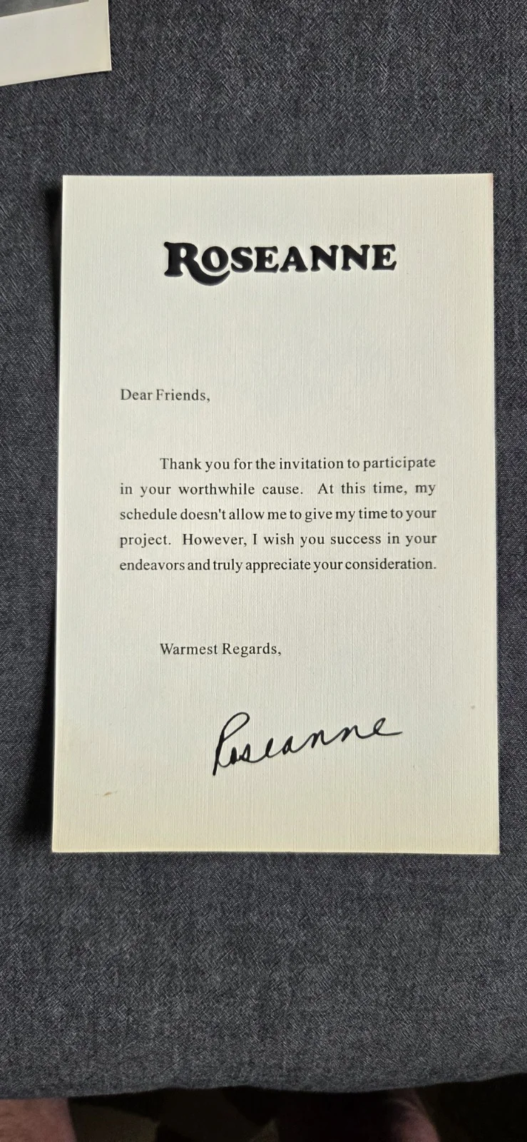 Roseanne Barr — Rosanne Barr Vintage Autograph (Facsimile) 8x10 B&W Photo & Linen Letterhead, изображение 4