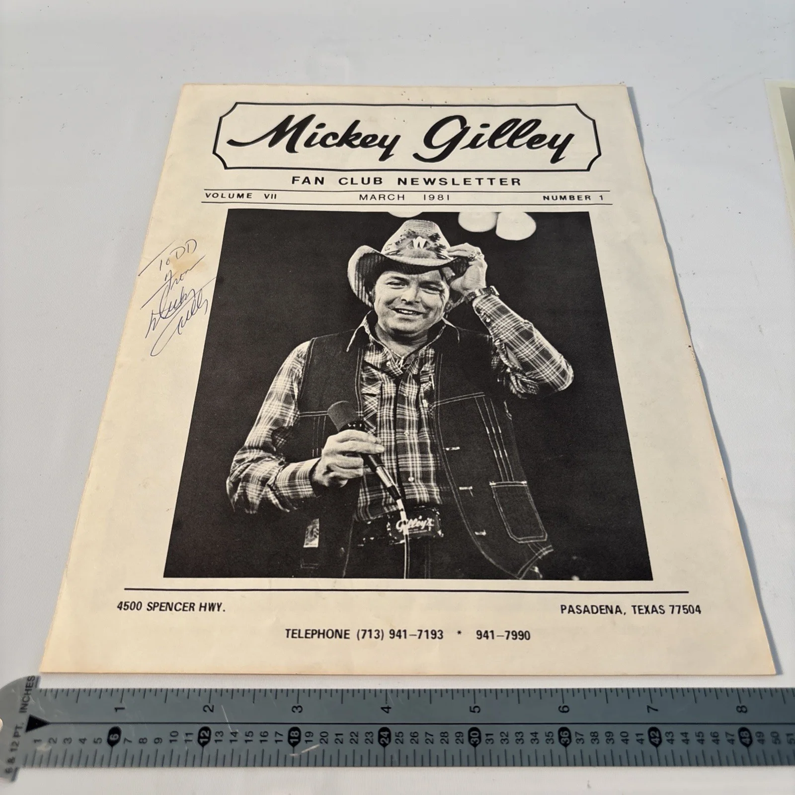 VTG Mickey Gilley & Johnny Lee Signed Photo/Fan Club Newsletter 1981 Autographed, изображение 2