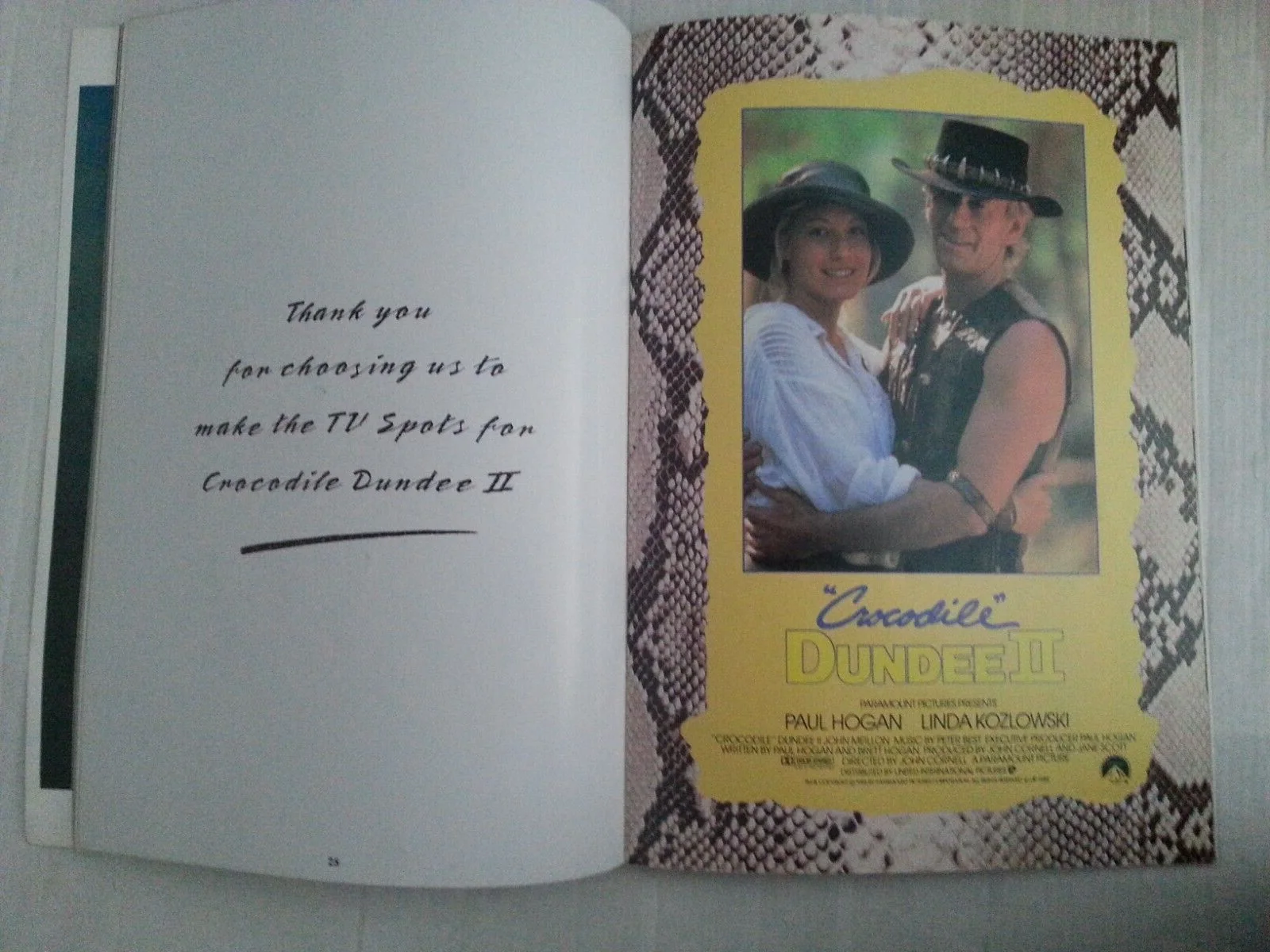 CROCODILE DUNDEE II MOVIE Royal FILM PREMIERE PROGRAMME 1988 Princess Diana, изображение 4