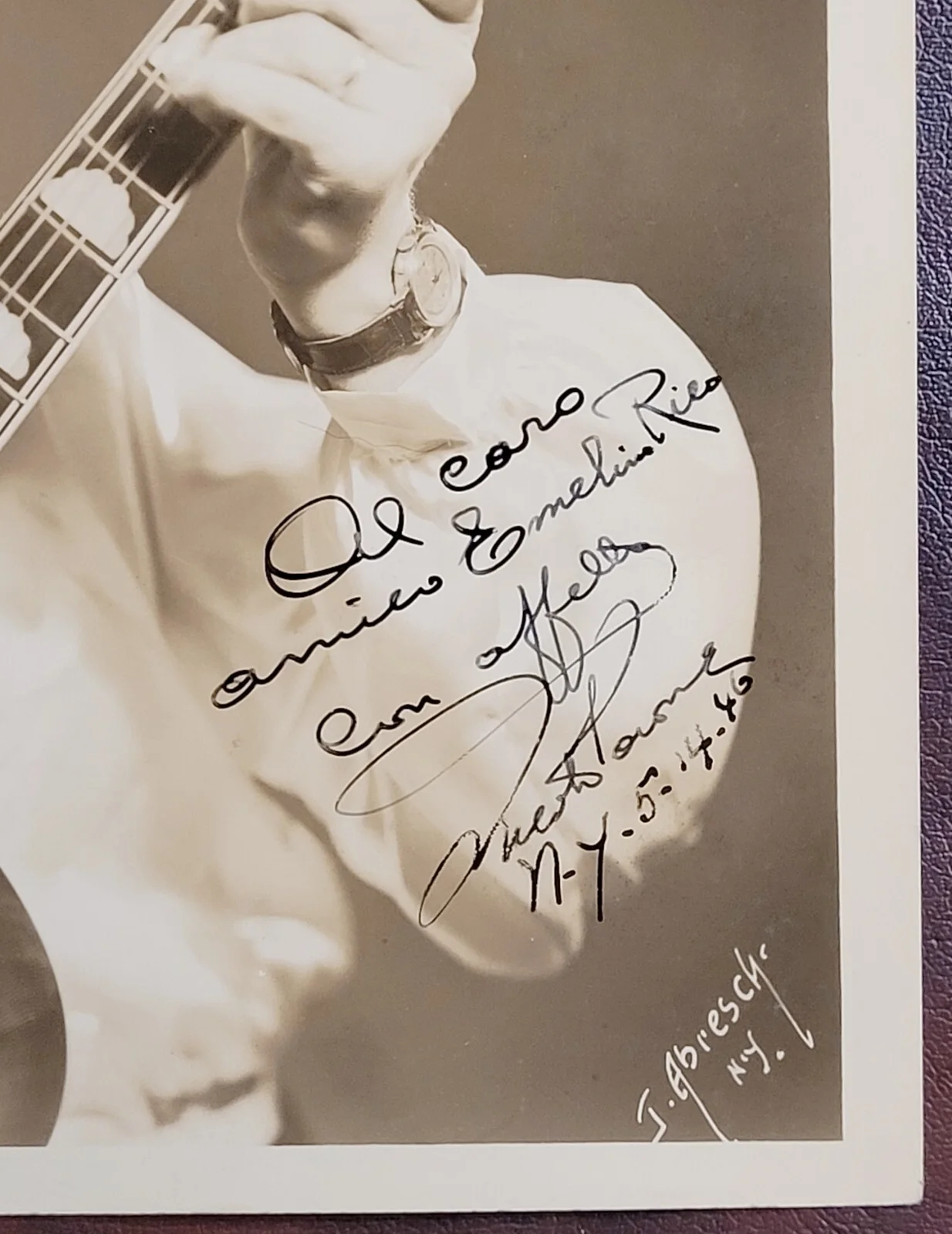 Rare Nicola Paone Signed 8x10 Photo Italian American Singer 1940s Restauranteur, изображение 3
