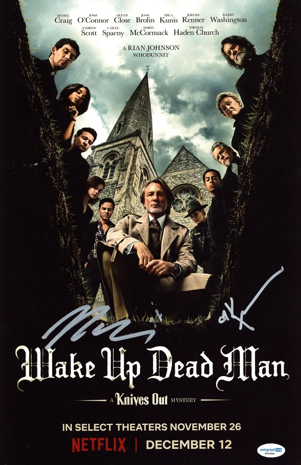 Kerry Washington, Rian Johnson — Kerry Washington & Rian Johnson "Wake Up Dead Man" SIGNED 11x17 Photo ACOA