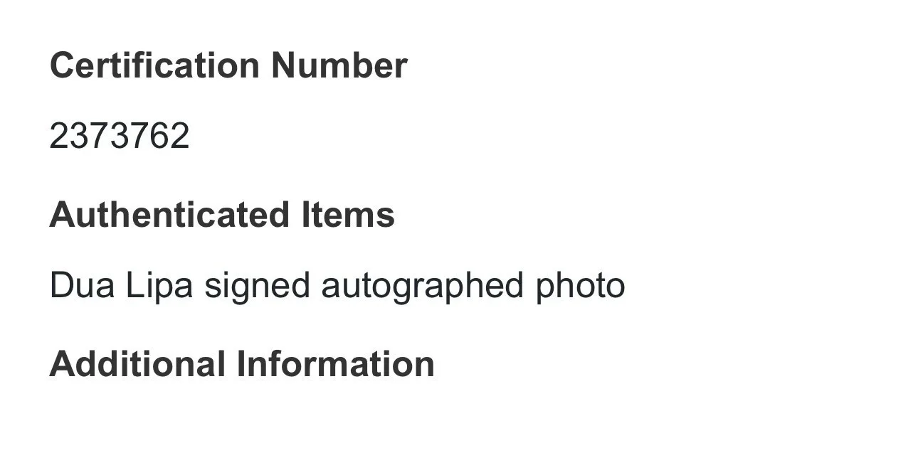 Dua Lipa Signed 8x10 Photo Autograph Authentication Direct COA 2373762, image 5