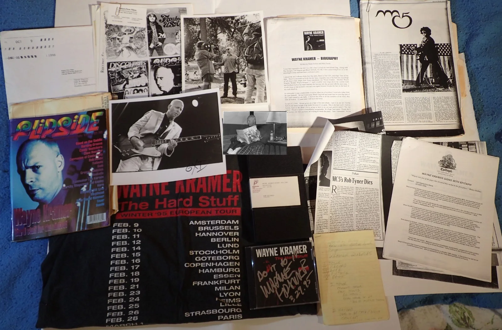 WAYNE KRAMER autographed HARD STUFF CD + TSHIRT + FLIPSIDE MAG 96 + PHOTOS+MORE!, image 2