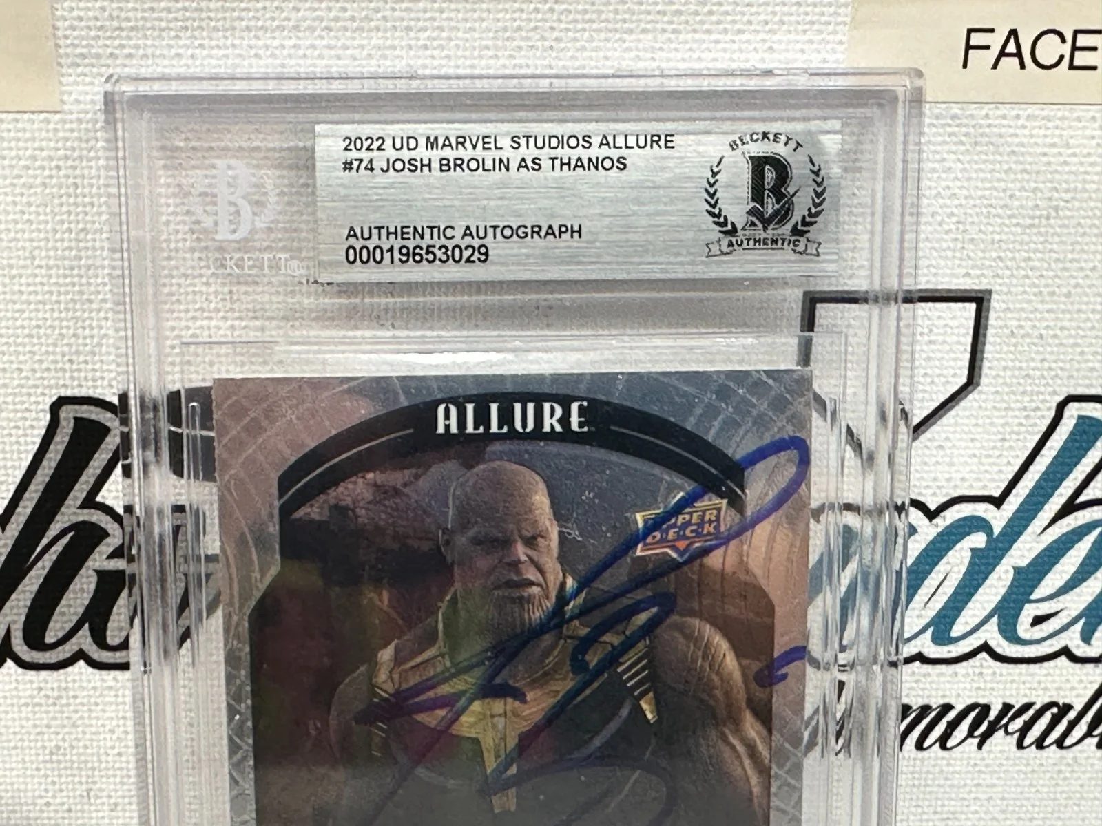 AVENGERS ENDGAME GOONIES BRAND THE RUNNING MAN WEAPONS — JOSH BROLIN THANOS SIGNED AUTOGRAPHED 2022 MARVEL STUDIOS CARD BECKETT BAS SLAB, image 5