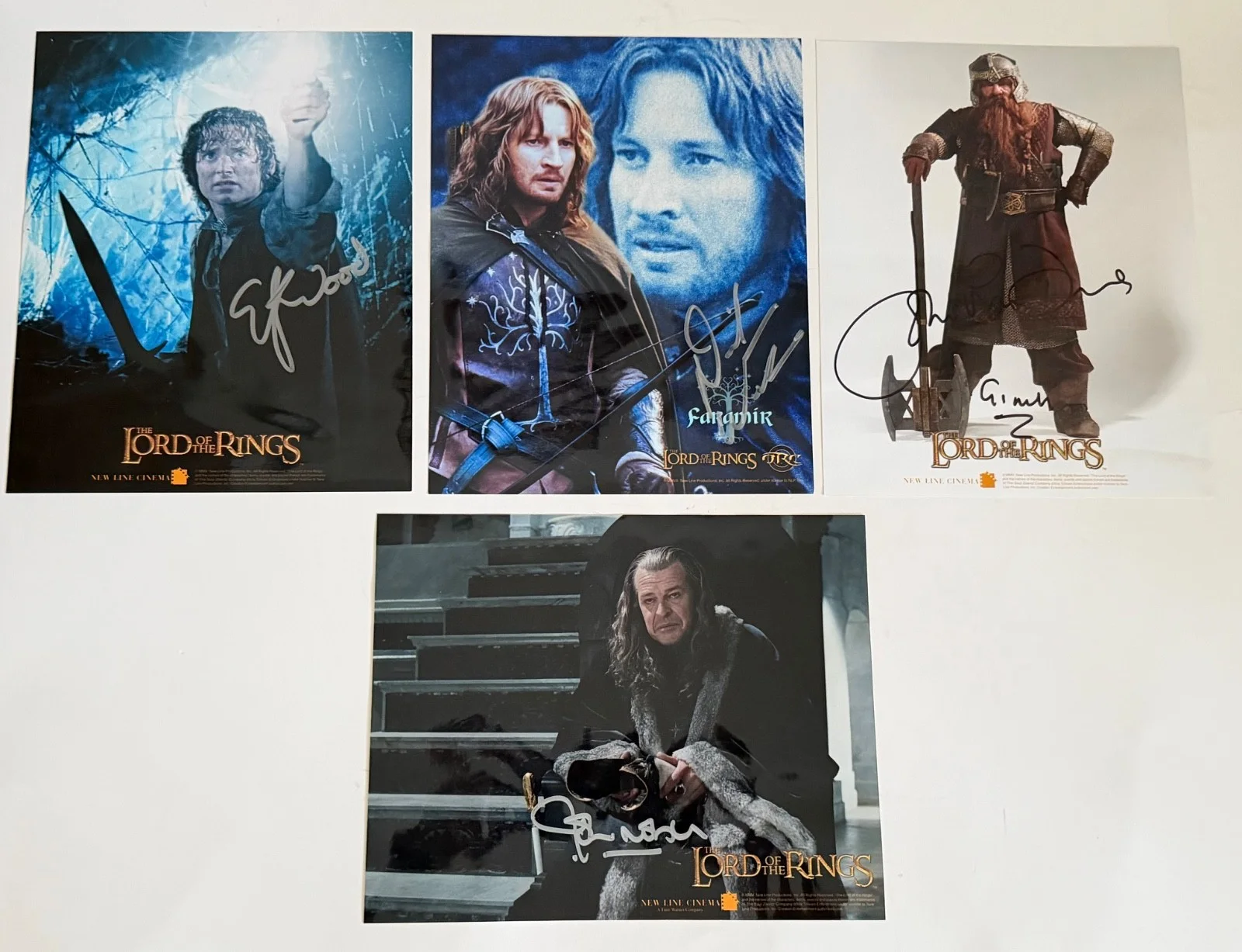 Elijah Woods, John Rhys-Davies, John Noble, David Wenham — LOTR Autographed Photos w/Elijah Woods/John Rhys-Davies/John Noble/David Wenham