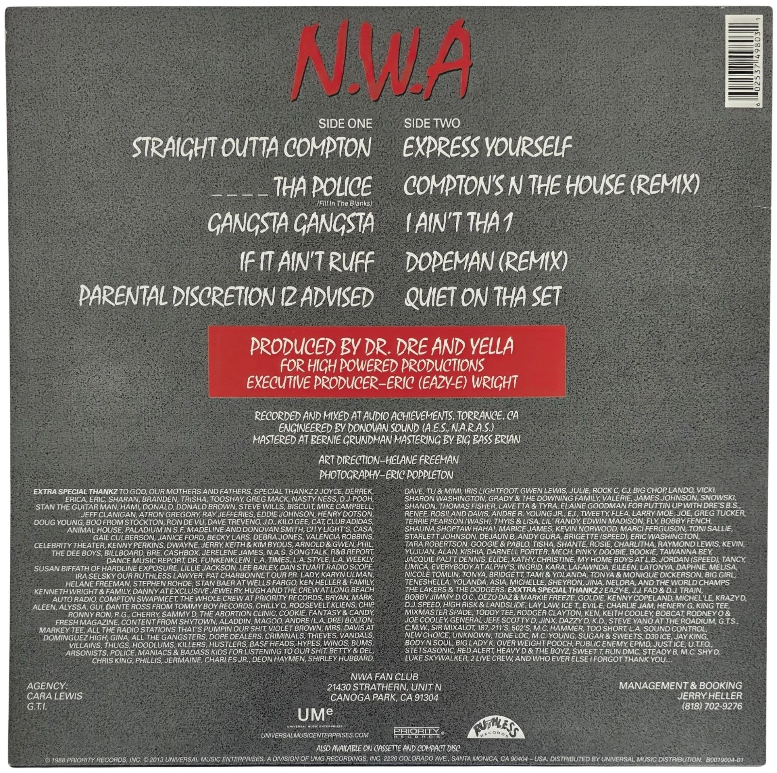 Dr. Dre & Ice Cube Signed NWA Straight Outta Compton Album COA Proof Autographed, изображение 5