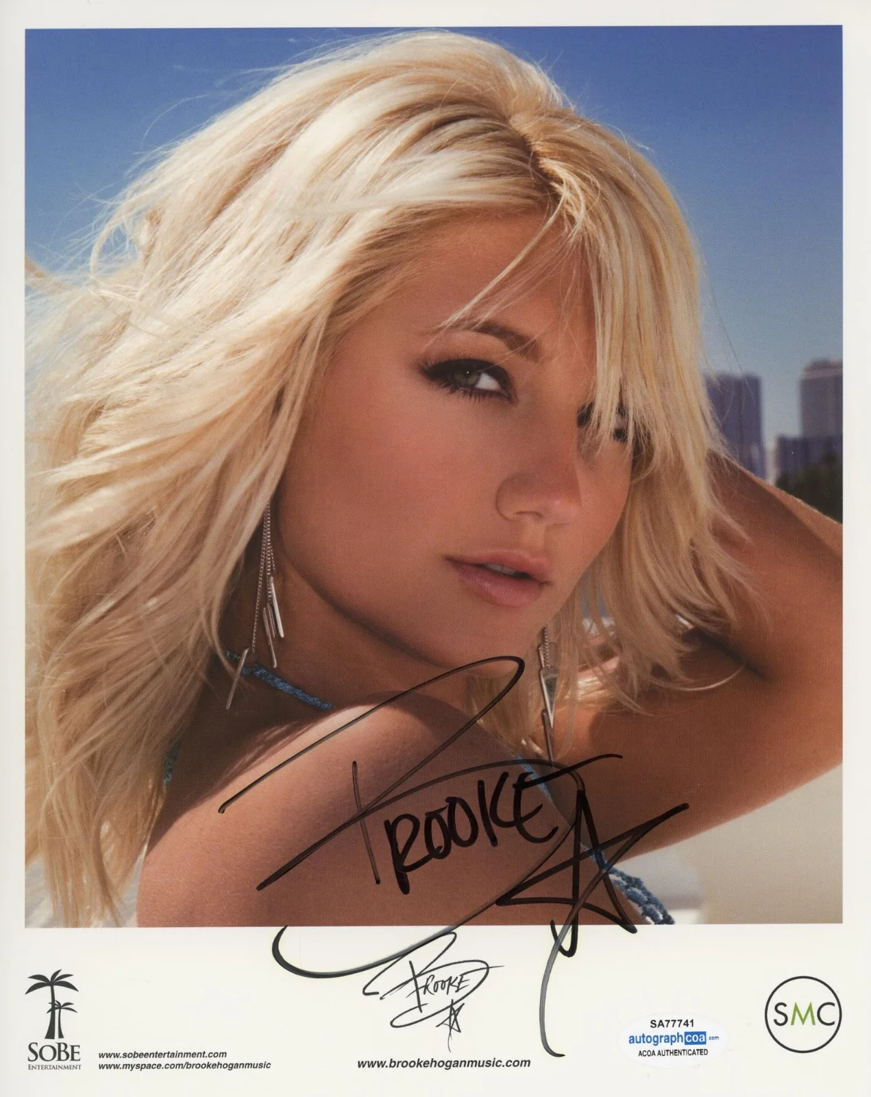 BROOKE HOGAN — Brooke Hogan signed Autographed 8x10 Promo Photo g HULK HOGAN wwe SEXY ACOA COA, изображение 3